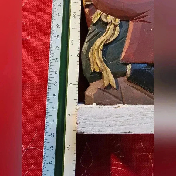 Hand Painted Wood Folk Art Santa Claus Statue - Picture 6 of 6